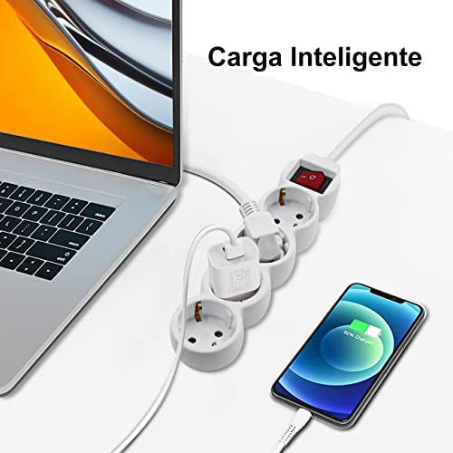 EXTRASTAR Regleta alargador de 3 Metros con 4enchufes e Interruptor Blanco - Image 7
