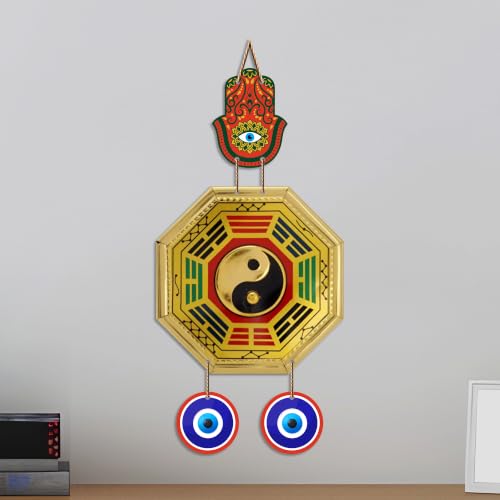 Image of Artvibes Feng Shui Bagua Evil Eye Wall Hanging Decor | Vastu Inspired Protection Ornament for Home Entrance Door | Living Room | Bedroom | Office | Harmony Wealth and Prosperity Gift (WH 85139N)