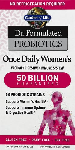 Image of Garden of Life Once Daily Dr.Formulated Probiotics for Women 50 Billion CFU 16 Probiotic Strains with Organic for Digestive,Vaginal & Immune Health,Dairy Free,Shelf Stable 30 Capsules (Pack of 6)