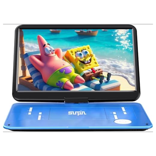 SUNPIN 17.9" Portable DVD Player with 15.6 inch Large HD Swivel Screen, Long Lasting Rechargeable Battery, Support USB/SD Card/AV in&Out and Multiple Disc Formats, Louder Stereo Speaker, Blue