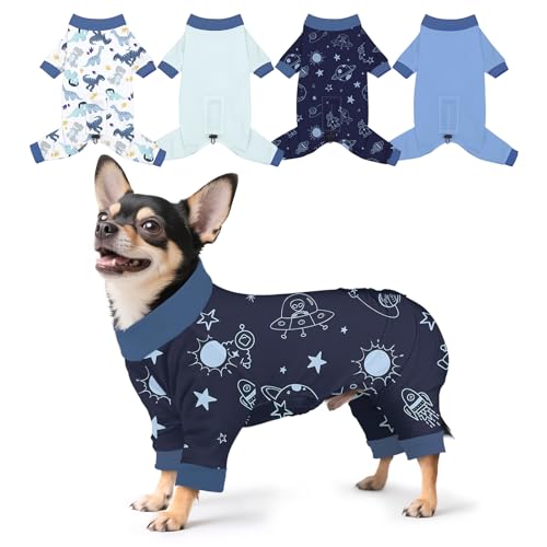Bienbee Dog Pajamas, 4 Pack Cute Soft Dog Puppy Clothes Dogs Pjs Onesies Jammies Outfit Adjustable...