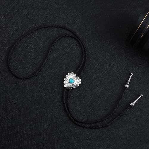 Image of Joxevyia Bolo Tie for Men Vintage Cow Skull Leather Rope Western Cowboy Necktie Vintage Bola Tie Gift for Him
