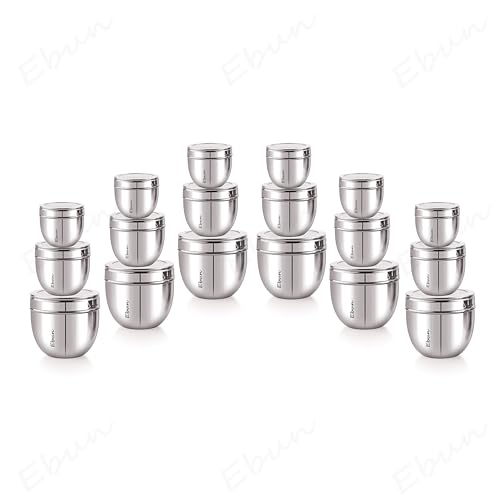 Image of Ebun Stainless Steel See Through Containers for Kitchen | Conical Shape Small Stainless Steel Dabba Set for Kitchen | Steel Container with Lid | 200 Ml, 300 Ml and 450 Ml | 18 Pcs Combo Set