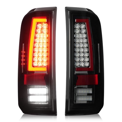 LED Tail Lights Pair Compatible with Ford F250 F350 F450 F550 Super Duty 2008-2016 Rear Brake Lamps Taillights Assembly Chrome Housing Smoked Lens