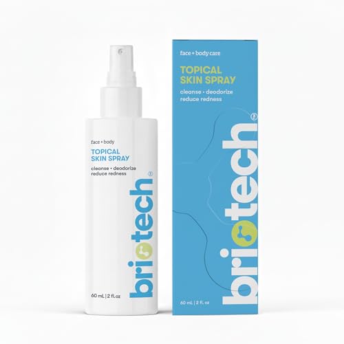 Image of BRIOTECH Topical Skin Spray, Hypochlorous Acid Spray for Sensitive Skin, HOCl Facial Mist, Full Body Support Against Irritation, Calm Redness, Soothe Foot & Scalp, 2 oz Travel Size