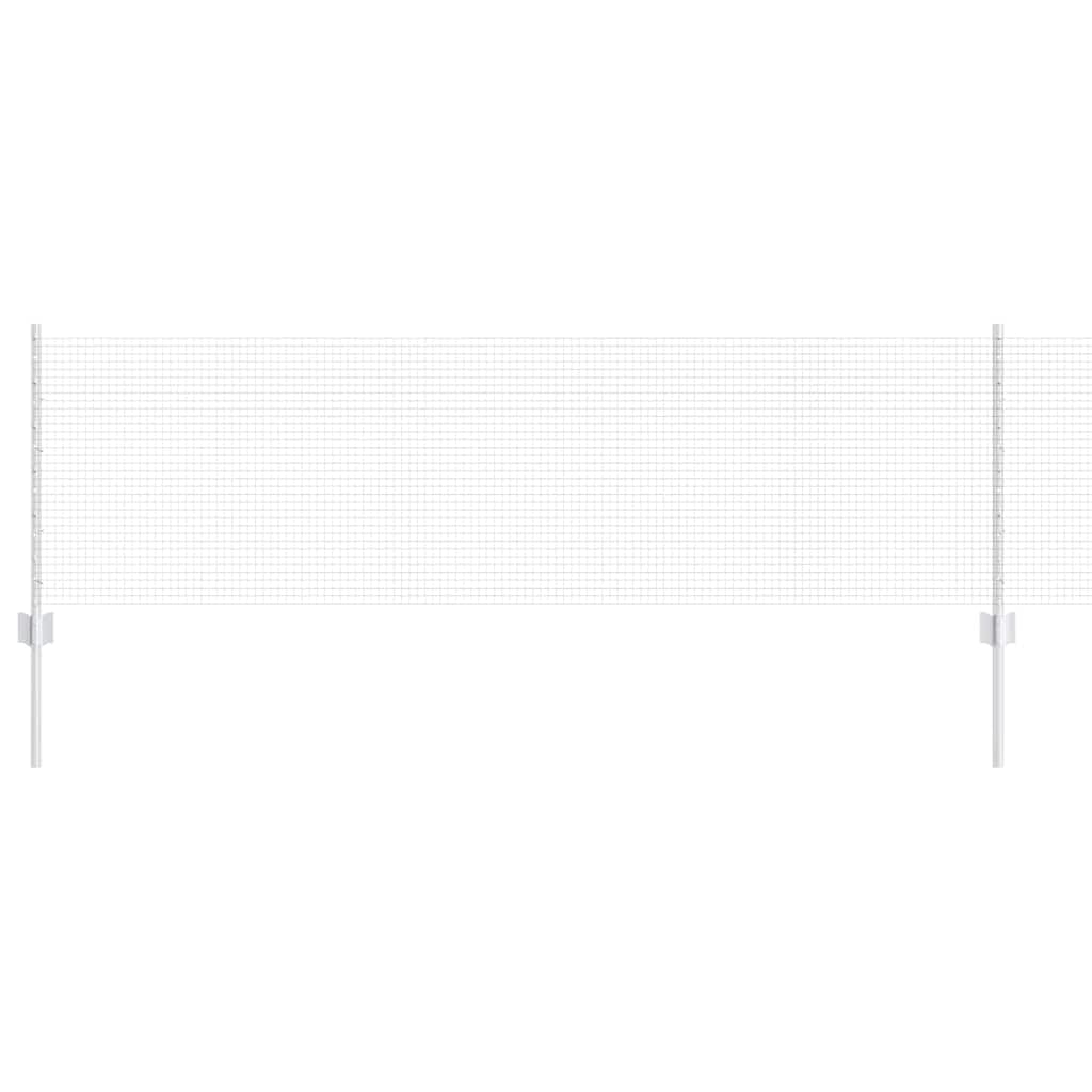Outdoor Steel Fence Panel with Posts Silver 0.6 x 10 m Garden Privacy Screen UV Resistant Powder Coated Easy Assembly for Patio Terrace Boundary