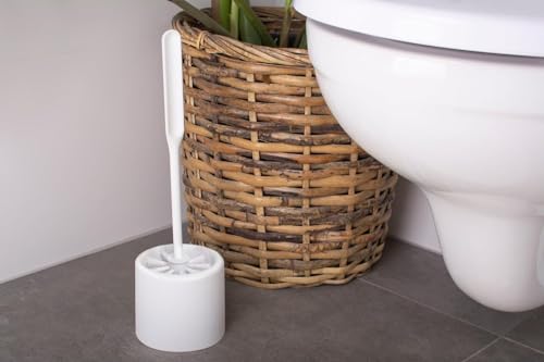 York Toilet Brush Toilet Brush with Holder Toilet Cleaning for Hotel Inn Pension Restaurant Modern White 35 x 11 cm - Image 4