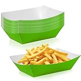 24 Pcs Green Paper Food Tray Sturdy Disposable Food Boats Nacho Plates...