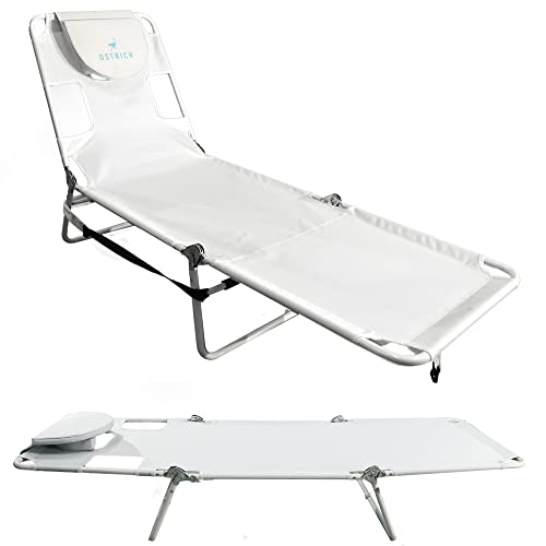 Ostrich Outdoor Folding Adjustable Recliner Chaise Lounge Chair For Beaches, Lakes, And Backyard Pools With Backpack Carrying Straps & Storage Bag #TOP8