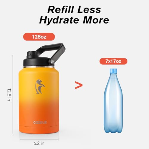 Image of Coolflask Titan Gallon Water Bottle Insulated with Large Handle Spout Lid