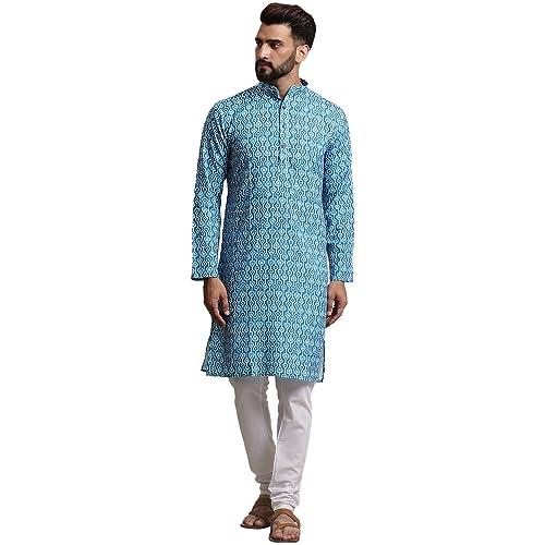 Image of SOJANYA (Since 1958 Men's Cotton Print Kurta & Churidar Pyjama Set