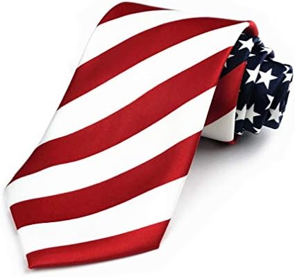 Secdtie Men's Classic Stripe Slim Tie Formal Party Suit Necktie for Independence Day (One Size, Red Blue White)