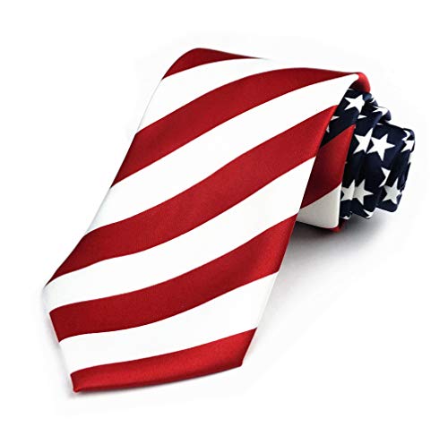 Secdtie Men s Classic Stripe Slim Tie Formal Party Suit Necktie for Independence Day (One Size, Red Blue White)