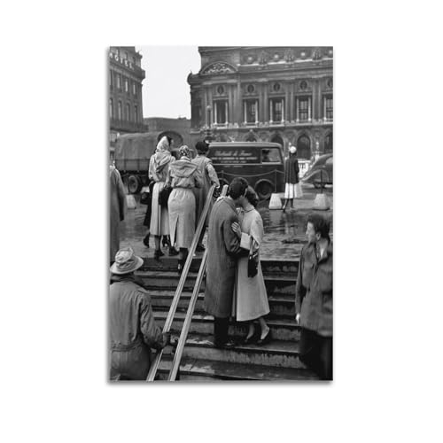 RedMush Poster vintage noir et blanc Robert Doisneau (23) sur toile - Décoration murale pour salon, chambre à coucher - Style sans cadre - 30 x 45 cm
