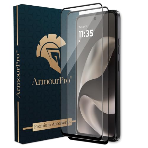 Image of ArmourPro Tempered Glass for Motorola G77 Power - 9H Anti Scratch Screen Protector, Edge to Edge Coverage, HD Clarity, Smooth Touch, Case Friendly | Black, Pack of 2