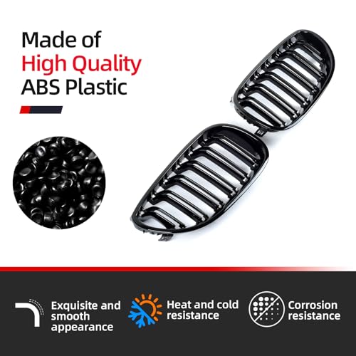 Grille de calandre avant double barre noir brillant pour BMW E60 E61 2003-2009 - 3