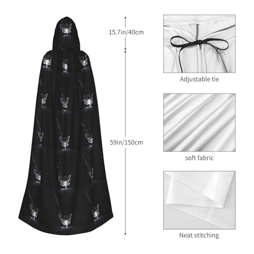 Cape à capuche imprimé papillon unisexe pour déguisement et cosplay
