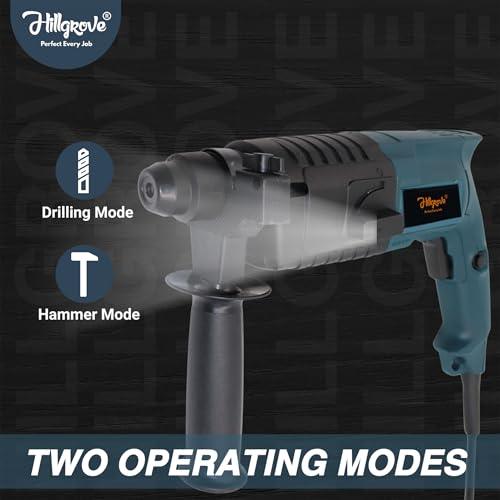 Image of Hillgrove HGCM488M1 All Purpose 20mm Hammer Impact Drill Machine Forward /Reverse Rotation with 3 Bits for Making Holes in Metal /Wood /Concrete Hammer Drill (20 mm Chuck Size, 750 W)