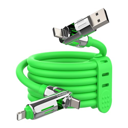 Image of MFish 240W 4-in-1 Fast Charging Cable, Green, 6.6FT