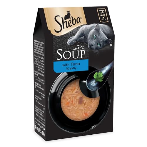 Sheba Cat Food Cat Soup with Tuna Pack of 4x40g Cat Treat Soup Sheba Cat Treats with Velvety Broth