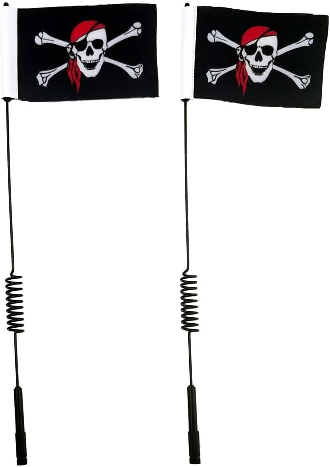 1/8-1/10 RC Antenna with Pirate Flag RC Car Parts RC Decoration for 1:8-1:10 RC Crawler Axial SCX10 90046 TRX-4 TRX4 D90 D110 Tamiya CC01 (2pcs 290mm/11.4 Inch)