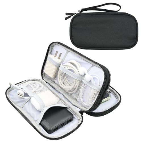Tking Double Zipper Cable Bag, Small Electronic Accessories Organizer, Three-Layer Compact Travel Digital Storage Bag, for Portable Charger, Cables, Earphone, Cord, SD Card Storage Case Tking Double Zipper Cable Bag, Small Electronic Accessories Organizer, Three-Layer Compact Travel Digital Storage Bag, for Portable Charger, Cables, Earphone, Cord, SD Card Storage Case