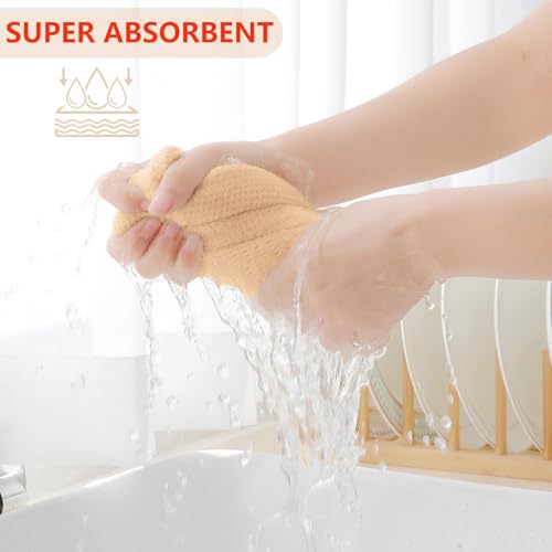 Image of Homaxy 100% Cotton Waffle Weave Kitchen Dish Cloths, Ultra Soft Absorbent Quick Drying Dish Towels, 12 x 12 Inches, 18-Pack, Apricot