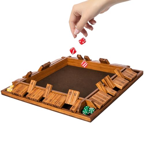 Shut The Box Juego de Mesa con Dados y Tablero de Madera miniatura 6