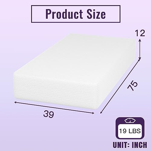 Image of PayLessHere 12 Inch Bamboo Charcoal Cooling Gel Memory Foam Mattress in a Box /Medium-Firm Mattress /Fiberglass Free /Pressure Relief & Temperature Regulation /CertiPUR-US Certified,White Twin