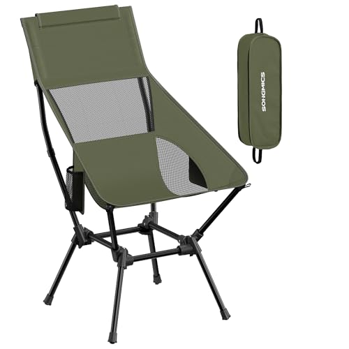 Image of SONGMICS Lightweight Backpacking Chair, Adjustable Height, Steel Frame | 330 Lb Capacity, 2 Storage Pockets, for Outdoor Travel, Green UGCB051CZ01