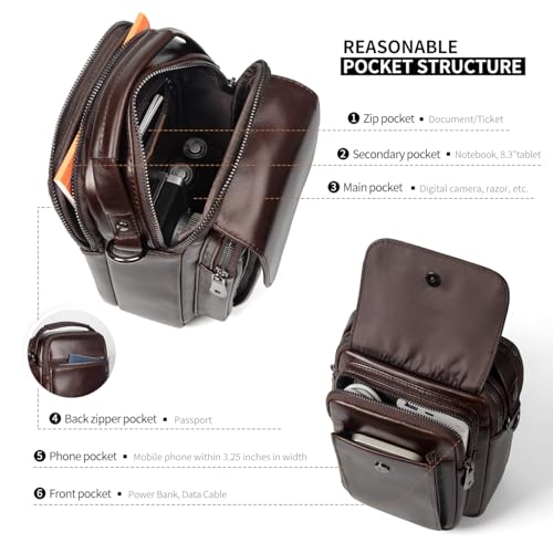 Image of Augus Genuine Leather Small Messenger Bag Crossbody