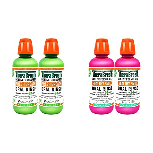 TheraBreath Fresh Breath Oral Rinse, Mild Mint, 16 Ounce Bottle (Pack of 2) and 24 Hour Healthy Smile Dentist Formulated Oral Rinse, 16 Ounce (Pack of 2) image 3