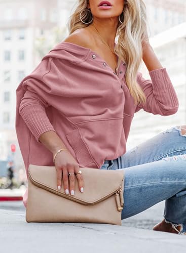 Image of PRETTYGARDEN Women's Casual Long Sleeve Zipper Sweatshirt Drawstring Loose Quarter Zip Pullover Tops with Pockets