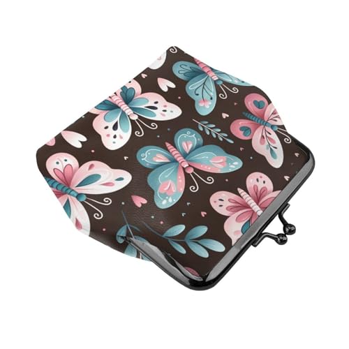 Pu Leather Buckle Coin Purse Butterflies-Love-Floral Girls Kiss-Lock Change Purse Wallets3