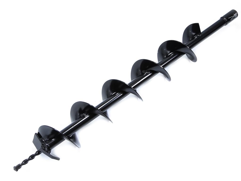 Punta per Mototrivella a Scoppio | Diametro 15 cm | Lunghezza Utile 60 cm | Lunghezza Totale 80 cm | Diametro Attacco 2 cm | Doppia Spirale | in Acciaio
