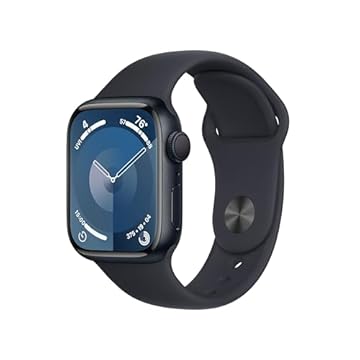 Apple Watch Series 9 GPS • Caixa meia-noite de alumínio – 41 mm • Pulseira esportiva meia-noite – P/M