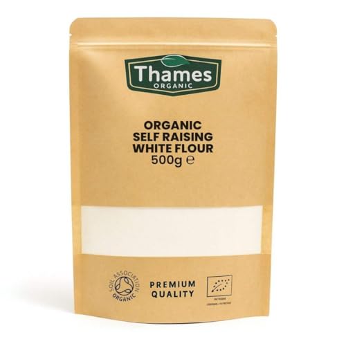 Organic Self Raising White Flour 500g - Unbleached, High Protein, No Additives or Preservatives, Suitable for Baking Cakes, Bread, and Pastries - Thames Organic