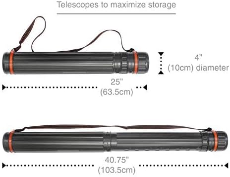 Miniatura 5 de VViViD Tubo telescópico negro de dibujo y cartera (25-41")