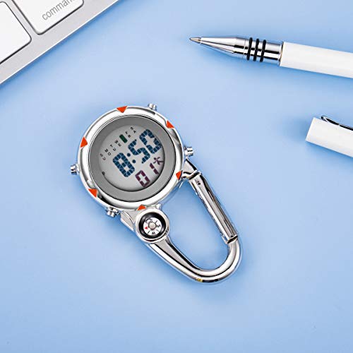 Image of JewelryWe Men Women Digital Clip Watch Mini Microlight Backpack Buckle Belt fob Watches for Rock Climbing Doctors Nurses Chefs for Mother's Day