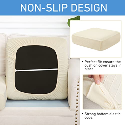Hyha Couch Cushion Covers, Replacement Sofa/Chair Cushion Covers Stretch, Diamond Lattice, Thick Jacquard Fabric, Soft Sofa Seat Covers, Couch Cushion Covers For Sectional (3Pc, Beige) #TOP3