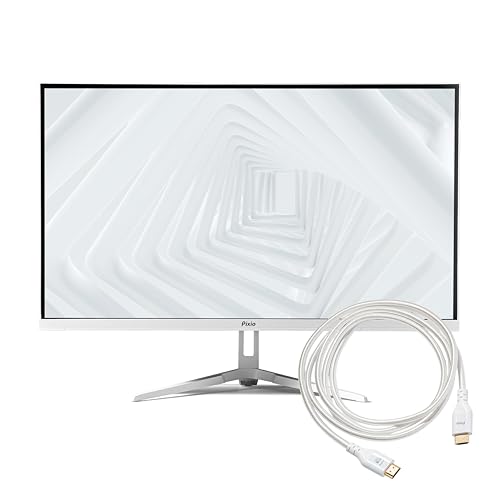 Image of Pixio PX275 Wave White 27 inch 100Hz 1440p IPS Panel 1ms MPRT Adaptive Sync Gaming Monitor with White HDMI 2.1 Cable Certified Ultra High Speed 10FT 8K 60Hz 4K 120Hz Nylon Braided