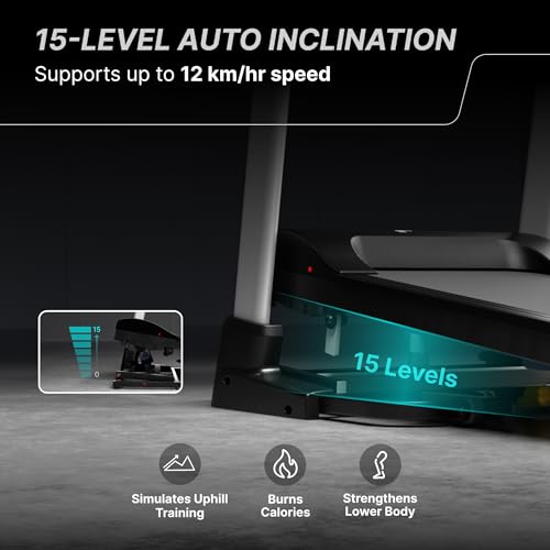 Image of Fitkit by Cult FT100 Smart Incline Motorised Treadmill | 4.5 HP BLDC Motor | 110kg Capacity | 15-Level Auto Incline & 12 km /hr Speed | Foldable & Easy-Move Wheels | Ideal for Home Use