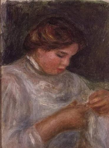 Impression sur toile Renoir Femme aux ciseaux affiche art tableau décoration murale 60x90