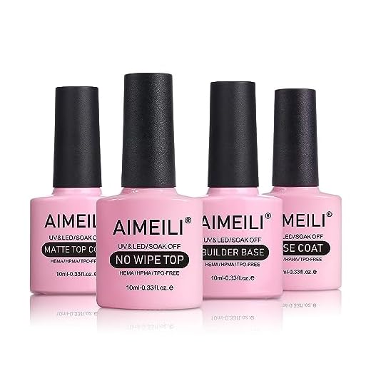 AIMEILI Gel nagellack, Inget torkande topprock och basrock, Matt topprock, 2 i 1 Byggarbas Gel Blötlägg av UV LED Gel nagellack Grunduppsättning Nagel Starter Kit