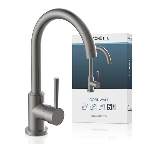 SCHÜTTE 79162 Spültischarmatur CORNWALL, Wasserhahn Küche, Energiesparfunktion, 360° schwenkbar, ideal auch für Doppelspülbecken, Graphit matt