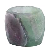 Amogeeli Natural Raw Crystal Tealight Candle Holder for Home Decoration, Desktop Air Plant Succulent Stone Holder, Fluorite