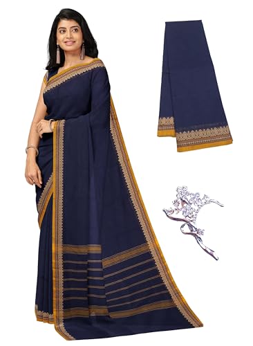 Image of Women's Chettinad Cotton Sarees | Handloom Saree with Blouse | Pure Cotton Sarees for Women Daily use and All Occasion Wear| Soft, Comfort Cotton Saree