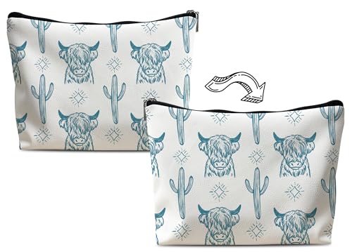 Image of Western Makeup Bag,Western Gifts For Women,Cow Makeup Bag,Cowgirl Stuff,Western Stuff For Women,Western Gifts,Cowgirl Gifts(Leather COW M)