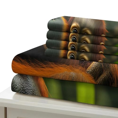 Parure de lit orang-outan effet 3D réaliste housse de couette simple en microfibre durable - 7