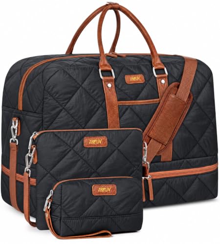 IBFUN Weekender Bags for Women, 3PCS Travel Set with Shoe Compartment 21.6"